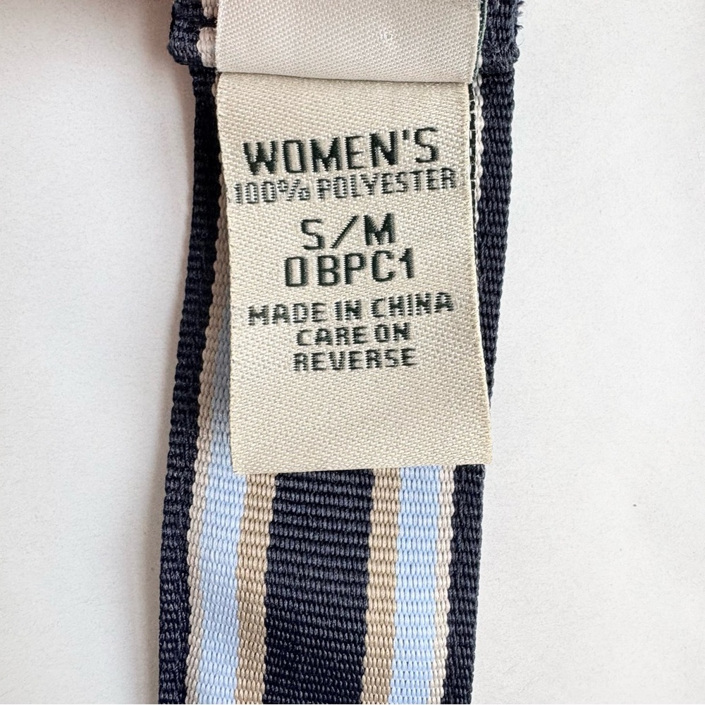 LL Bean Womens blue and khaki ribbon belt.  Size s/m 38” length LLBEAN - Picture 4 of 7